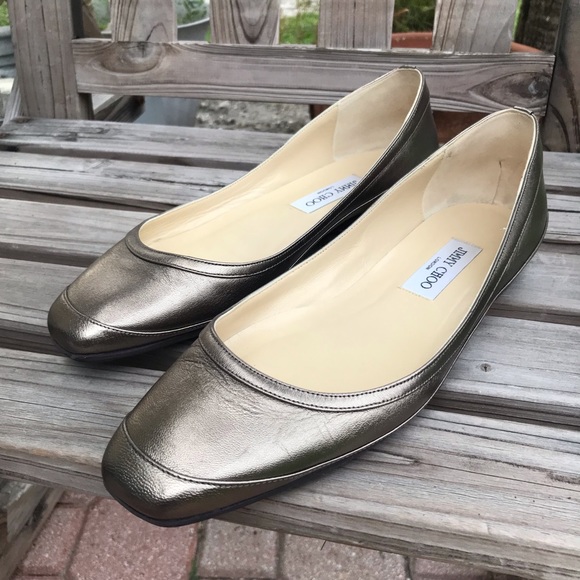 Authentic Jimmy Choo Bronze Flats With Square Toe - Picture 4 of 6